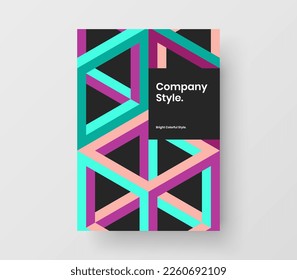 Vivid corporate brochure A4 design vector template. Original geometric pattern booklet concept.