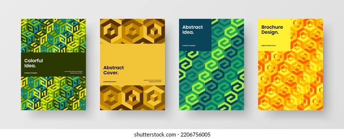 Folleto corporativo Vivid colección de ilustraciones de diseño de vectores A4. Conjunto de diseño de portada del catálogo de mosaicos aislados.
