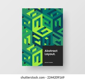 Vivid corporate brochure A4 vector design layout. Premium mosaic tiles presentation template.