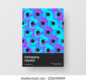 Folleto corporativo Vivid ilustración de diseño de vectores A4. Resumen de la plantilla de banner de mosaicos.