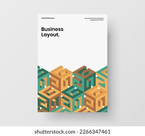 Vivid corporate cover A4 vector design layout. Modern mosaic hexagons annual report illustration.