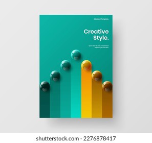 Vivid corporate cover A4 vector design illustration. Isolated 3D balls brochure layout.