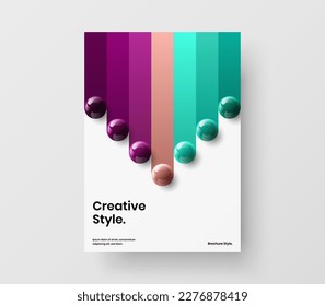 Vivid corporate cover A4 vector design concept. Bright 3D spheres brochure layout.