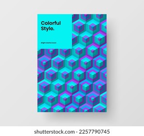 Vivid corporate cover vector design illustration. Abstract mosaic tiles presentation template.