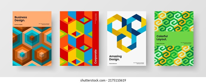 Composición del concepto de vector de diseño de cubierta vívida. Colección de ilustraciones de folletos corporativos de diseño de mosaicos premium.