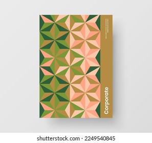 Vivid cover design vector illustration. Fresh geometric pattern leaflet layout.