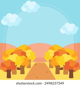 vivid and cozy orange forest in autumn theme background, vector illustration