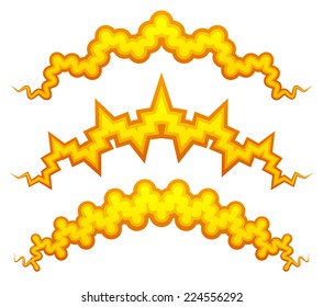 Vivid crazy snaking lines, uneven forms. Yellow and orange colors.