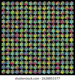 Vivid Cubes Abstract Pattern A Symphony of Rainbow Hues