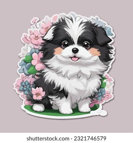  diseño caprichoso y adorable de un lindo chibi adorable y peculiar de vectores de perro