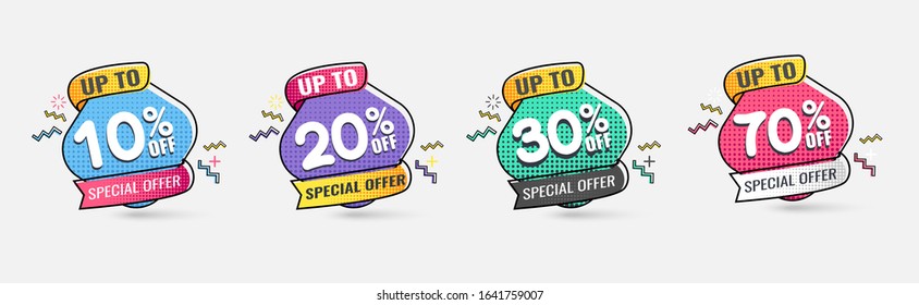 Vivid design bolt-in retro poster design style. Vintage colors and shapes. Square vector banner with rounded corners on the leg for a mega big sale.The 90s or 80s Memphis style.