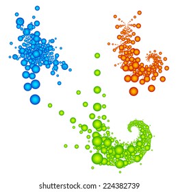 Vivid design elements. Dotted compositions, random dots (vector)