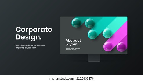 Vivid desktop mockup presentation template. Original site vector design illustration.
