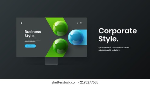 Vivid desktop mockup web banner template. Abstract site vector design concept.