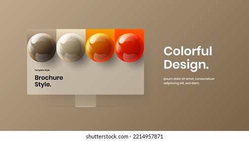 Vivid display mockup banner template. Bright web project vector design layout.