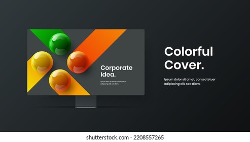 Vivid display mockup website illustration. Colorful banner design vector template.