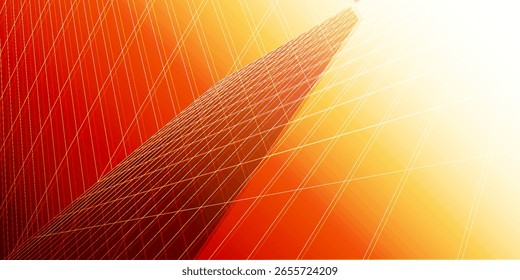 Fundo abstrato vívido e dinâmico apresentando tons vermelhos e laranja com interseção de padrões lineares, criando um forte senso de movimento e profundidade, perfeito para temas modernos ou tecnológicos.