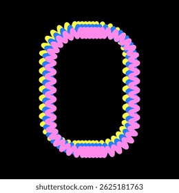 Vivid Festive Bright Retro Border Icon. Bright Vibrant Positive Disco Frame Canvas. Pink and yellow Outline Line Curve Wavy Abstract Shape Decoration Isolated on Background