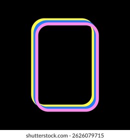 Vivid Festive Bright Retro Border Icon. Bright Vibrant Positive Disco Frame Canvas. Pink and yellow Outline Line Curve Wavy Abstract Shape Decoration Isolated on Background