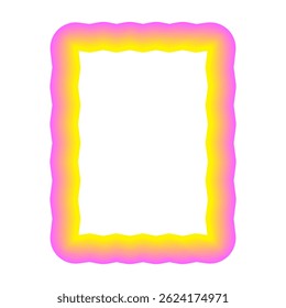 Icône Frontale Néon Retro Festive Vivante. Toile De Cadre Disco Positif Lumineux. Ligne de contour rose et jaune Courbe Abstrait ondulé Décoration de forme isolée sur blanc