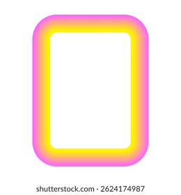 Vivid Festive Neon Retro Border Icon. Bright Positive Disco Frame Canvas. Pink and yellow Outline Line Curve Wavy Abstract Shape Decoration Isolated on White