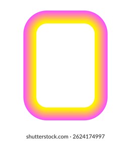 Vivid Festive Neon Retro Border Icon. Bright Positive Disco Frame Canvas. Pink and yellow Outline Line Curve Wavy Abstract Shape Decoration Isolated on White