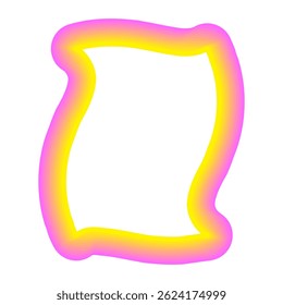 Icône Frontale Néon Retro Festive Vivante. Toile De Cadre Disco Positif Lumineux. Ligne de contour rose et jaune Courbe Abstrait ondulé Décoration de forme isolée sur blanc