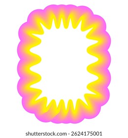 Icône Frontale Néon Retro Festive Vivante. Toile De Cadre Disco Positif Lumineux. Ligne de contour rose et jaune Courbe Abstrait ondulé Décoration de forme isolée sur blanc