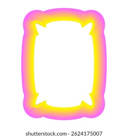 Icône Frontale Néon Retro Festive Vivante. Toile De Cadre Disco Positif Lumineux. Ligne de contour rose et jaune Courbe Abstrait ondulé Décoration de forme isolée sur blanc