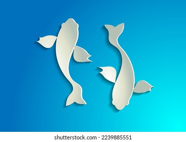 Vivid Fish Paper On Flat Style Vector Design