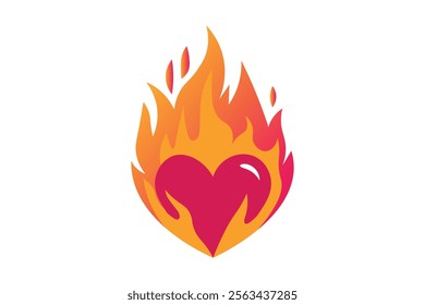 Vivid Flaming Red Heart Vector Illustration for Romantic Themes, Flaming Heart, Red Heart, Love Symbols, Love Graphics, Romantic Vector, Romantic Artwork, Motivation, Sign, Affection, Emotion