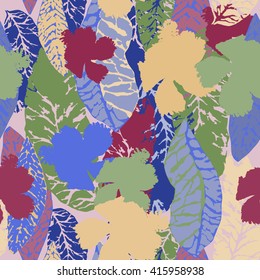 Vivid floral background. vector leaves pattern seamless colorful foliage.