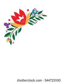 vivid floral composition. Romantic set of hand drawn plants, berries and flowers for design. Vector background for invitation, wedding and greeting cards.