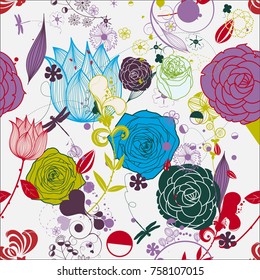 Vivid floral seamless pattern.