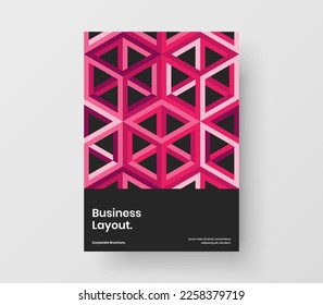 Vivid flyer A4 vector design template. Multicolored mosaic pattern journal cover layout.