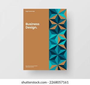Vivid front page A4 design vector template. Clean geometric pattern company cover layout.