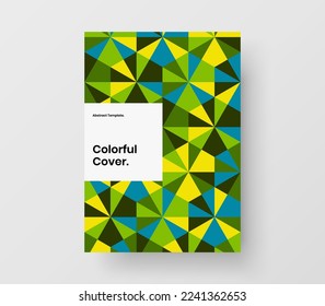 Vivid front page A4 vector design template. Amazing geometric pattern company brochure layout.