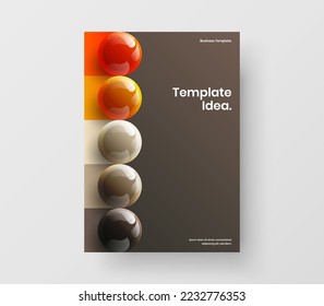 Vivid front page vector design template. Premium realistic spheres brochure illustration.