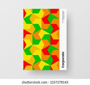 Vivid geometric pattern banner template. Unique corporate cover A4 design vector illustration.