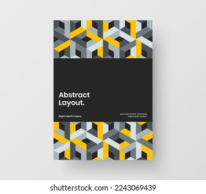 Vivid geometric pattern company identity illustration. Abstract magazine cover design vector template.