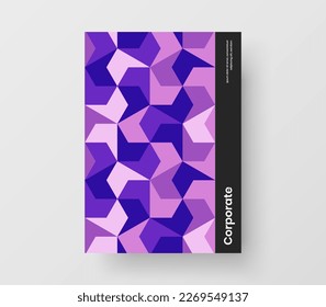 Vivid geometric pattern company identity layout. Modern flyer design vector template.