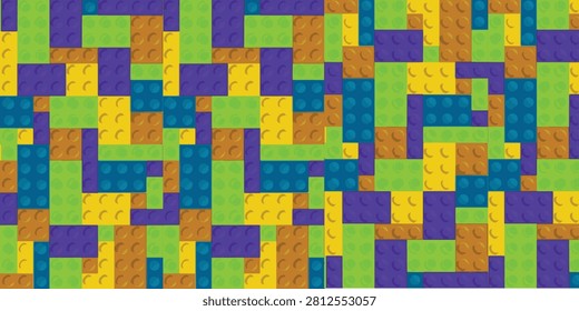 Vivid geometric pattern composed of interlocking blocks in bright colors, creating a vibrant mosaic design.