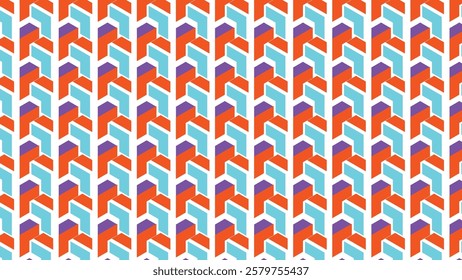 A vivid geometric pattern featuring repetitive shaped elements in bright colors, creating an energetic and engaging design aesthetic suitable for modern creative projects and backgrounds.