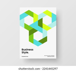 Vivid geometric pattern pamphlet template. Simple annual report design vector layout.