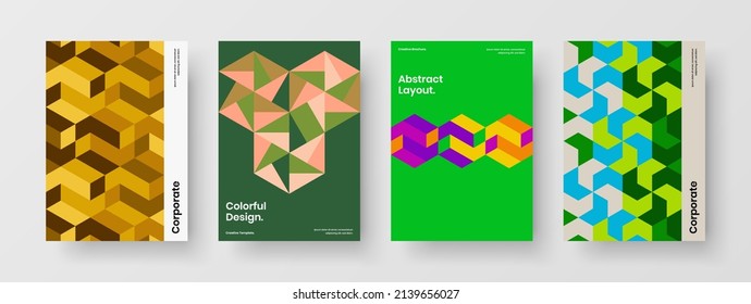 Colección de conceptos de página principal de formas geométricas vívidas. Composición de la ilustración de diseño de vectores A4 de la cubierta corporativa aislada.