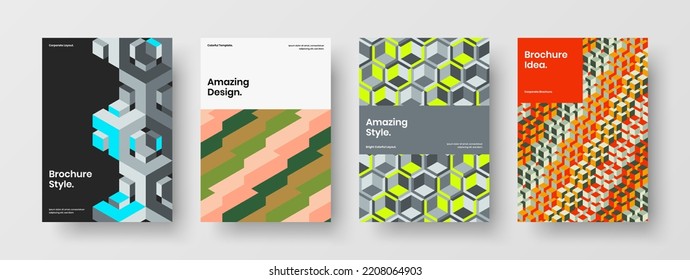 Colección de diseño de afiches de formas geométricas vívidas. Increíble conjunto de plantillas de diseño de vectores de folletos de la compañía.