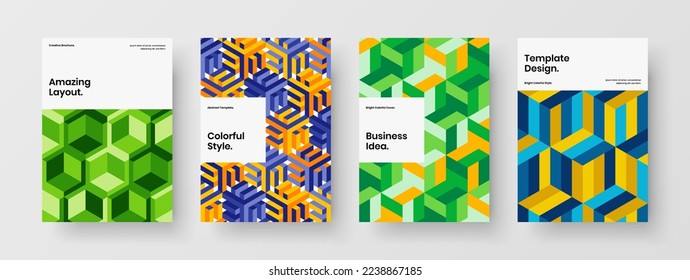 Vivid geometric shapes presentation concept collection. Multicolored leaflet vector design illustration composition.