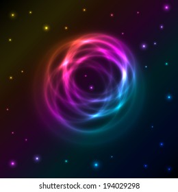 Vivid Glowing Rings, Vector Background