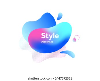 Vivid gradient abstract graphic elements with splashes. Creative art background. Dynamic effect. Futuristic technology style. Motion