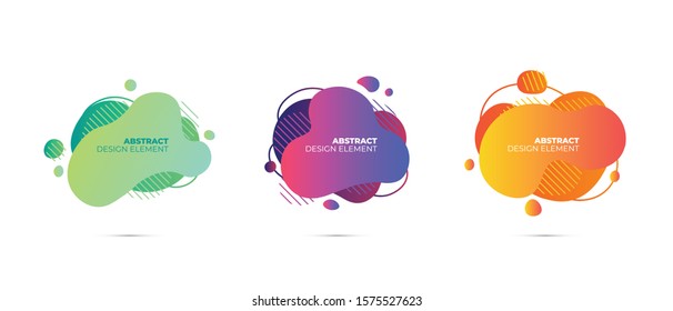 Vivid Gradient Abstract Modern Design Elements Flowing Liquid Shapes Set With Colored Lines And Forms Isolated Background